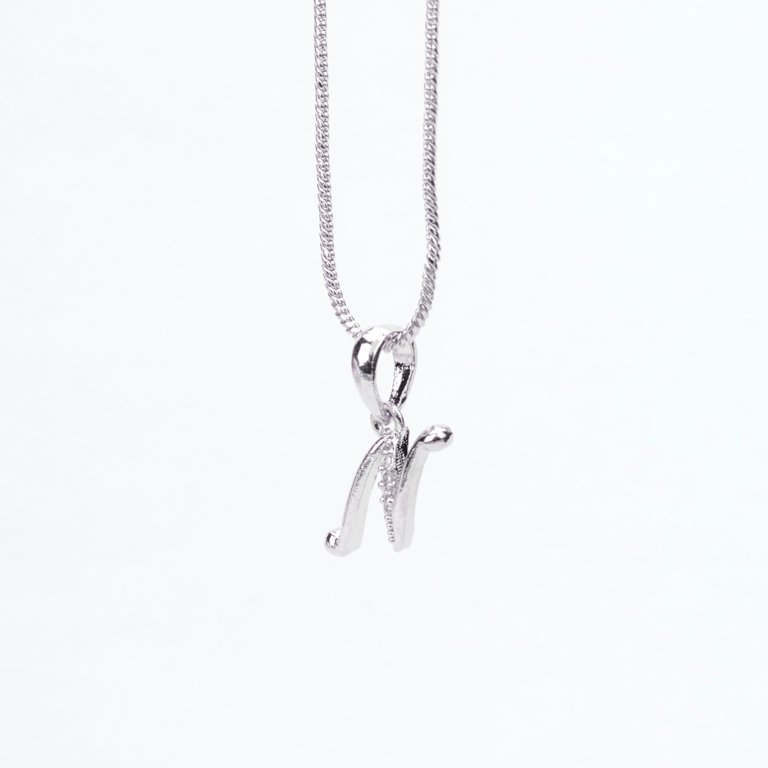 Opal Touch - Alphabet N Rhodium Locket with Chain (18") - Locket Set