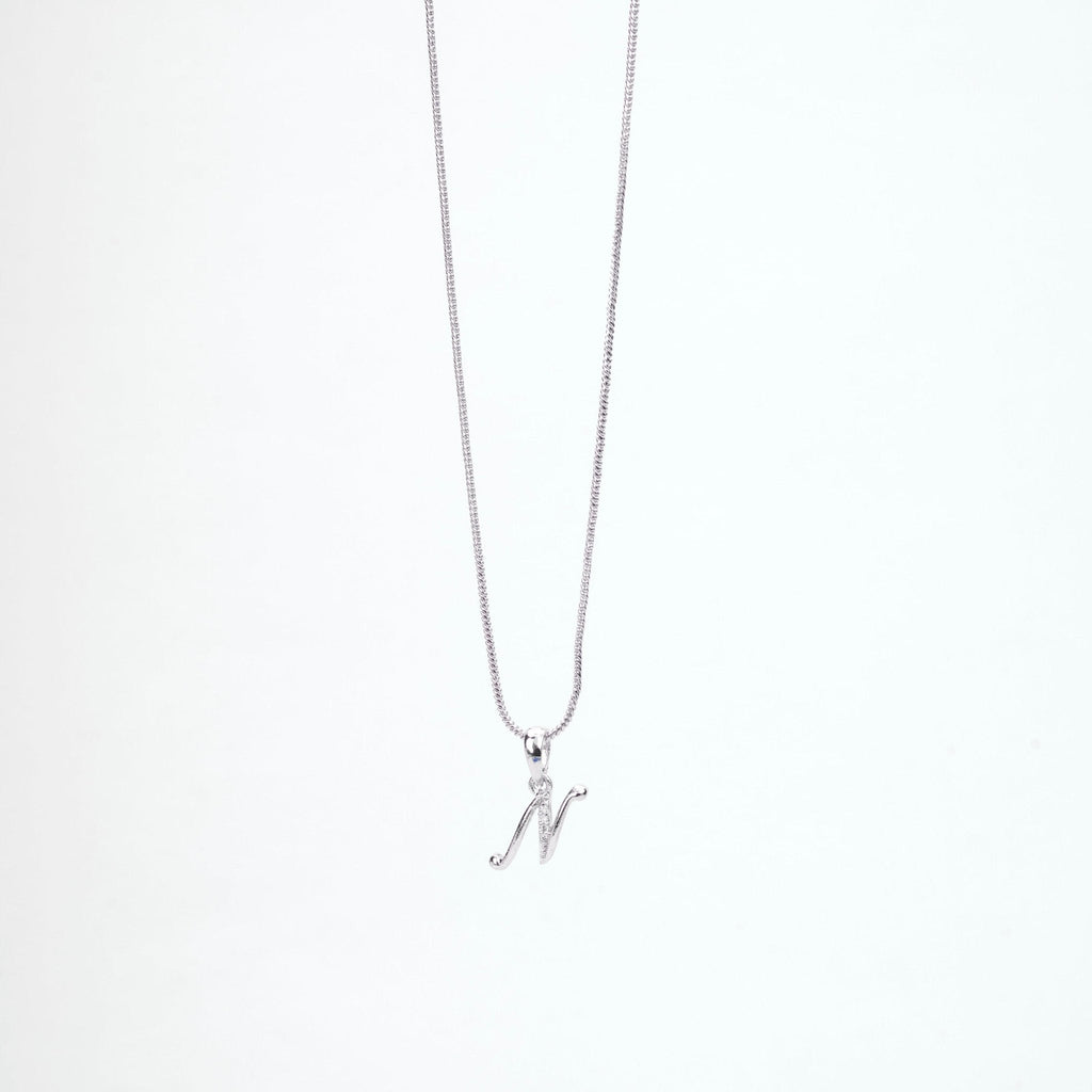 Opal Touch - Alphabet N Rhodium Locket with Chain (18") - Locket Set