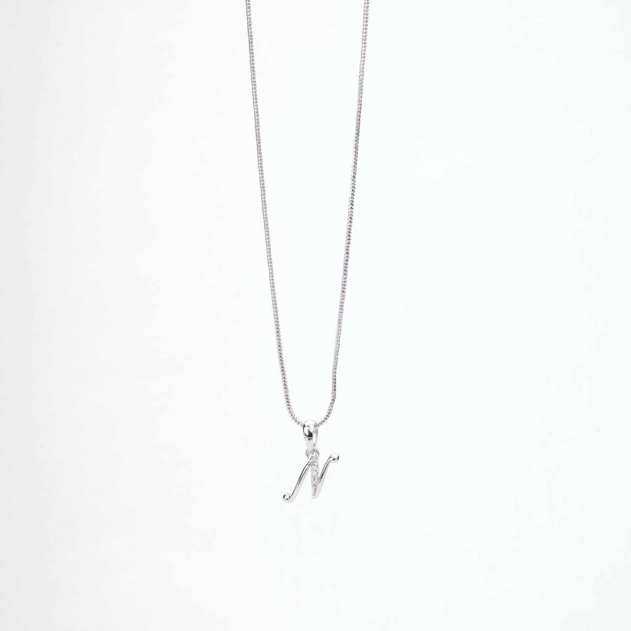 Opal Touch - Alphabet N Rhodium Locket with Chain (18") - Locket Set