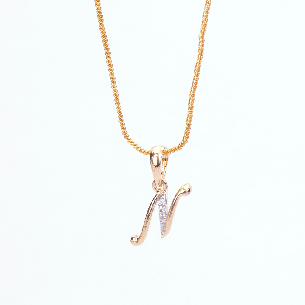 Opal Touch - Alphabet N Two Tone Locket with Chain (18") - Locket Set
