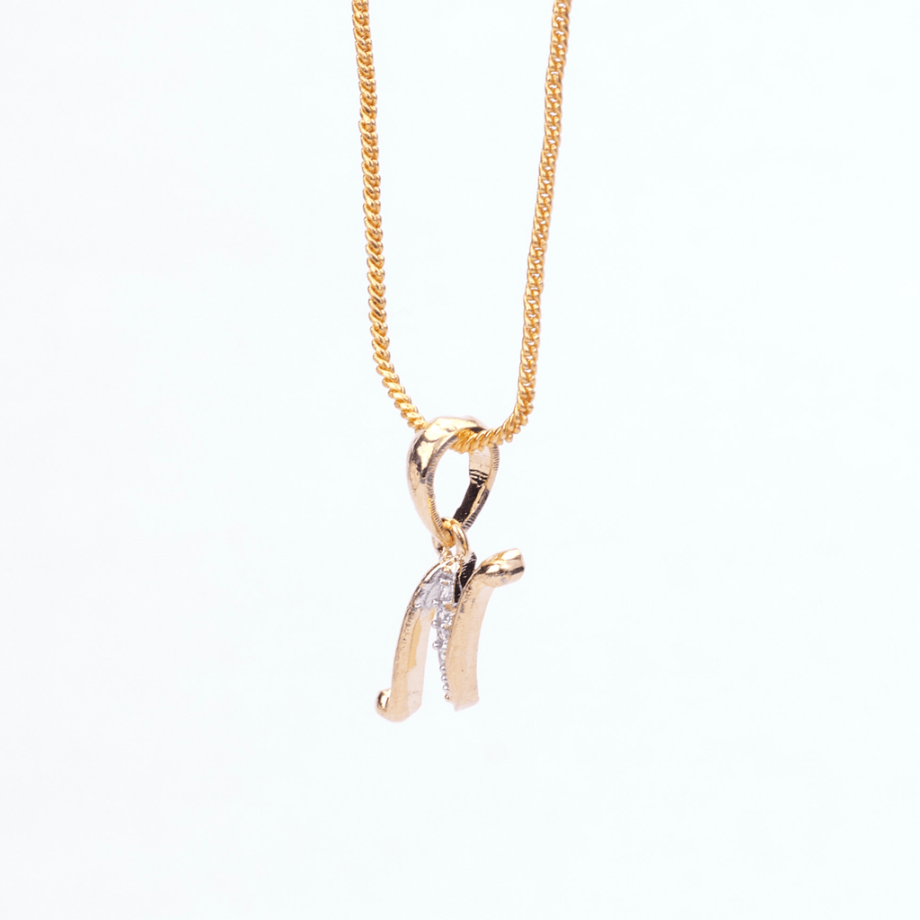 Opal Touch - Alphabet N Two Tone Locket with Chain (18") - Locket Set