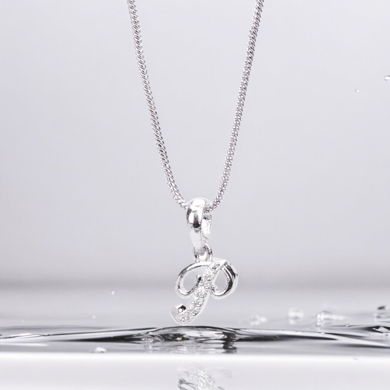 Opal Touch - Alphabet P Rhodium Locket with Chain (18") - Locket Set