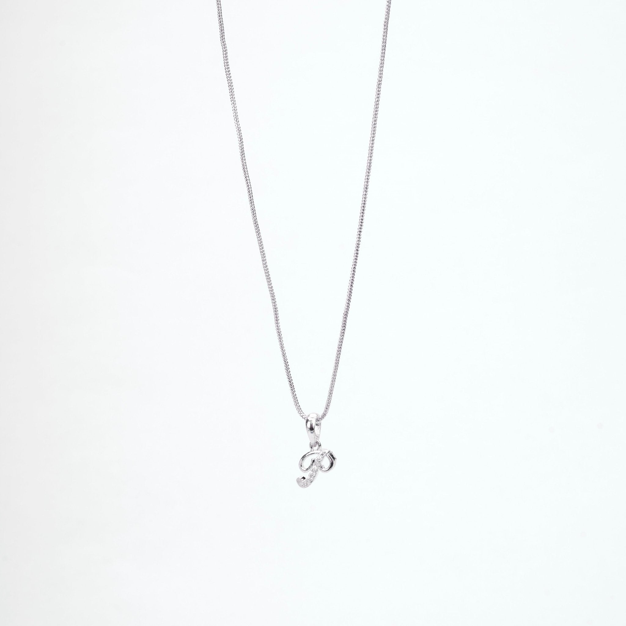 Opal Touch - Alphabet P Rhodium Locket with Chain (18") - Locket Set