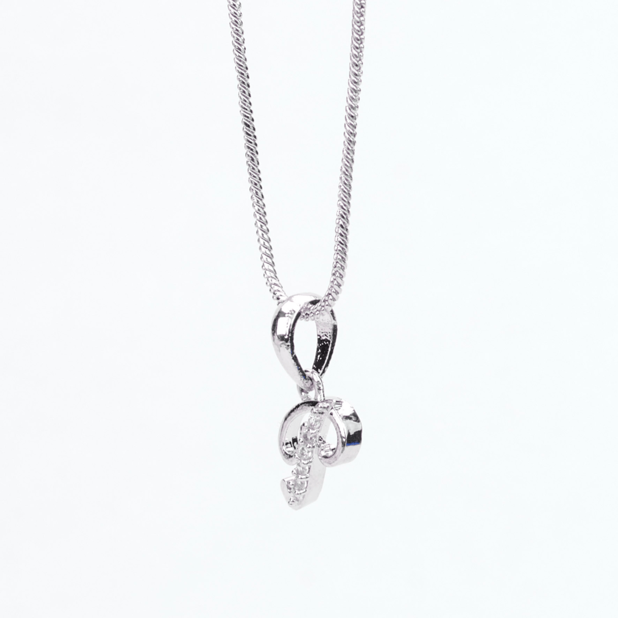 Opal Touch - Alphabet P Rhodium Locket with Chain (18") - Locket Set