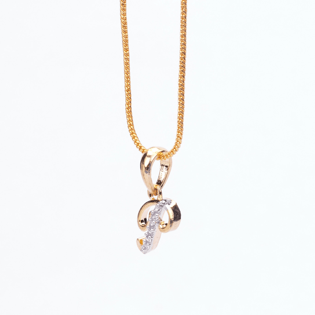 Opal Touch - Alphabet P Two Tone Locket with Chain (18") - Locket Set