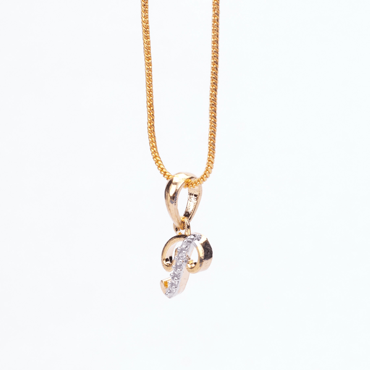 Opal Touch - Alphabet P Two Tone Locket with Chain (18") - Locket Set