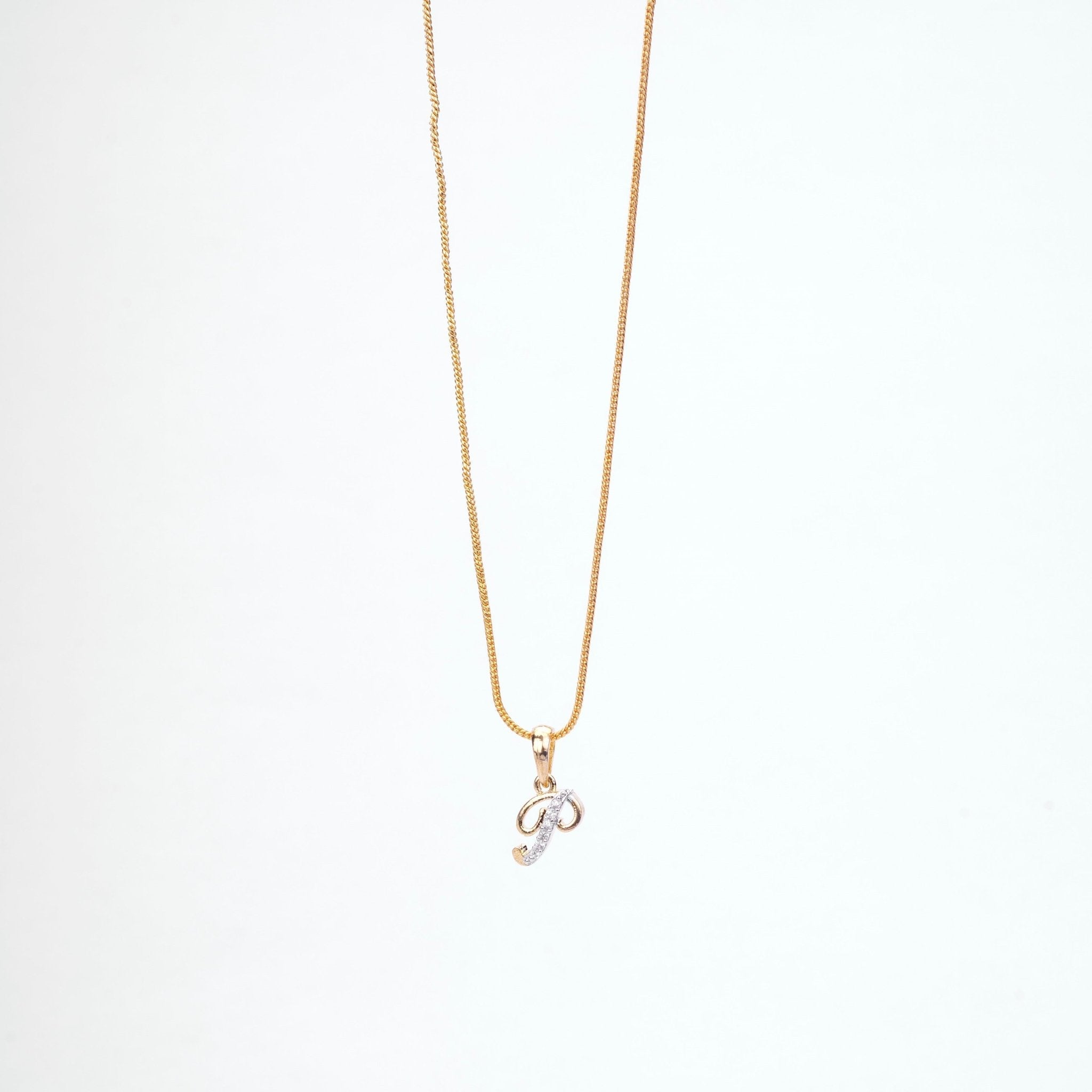 Opal Touch - Alphabet P Two Tone Locket with Chain (18") - Locket Set