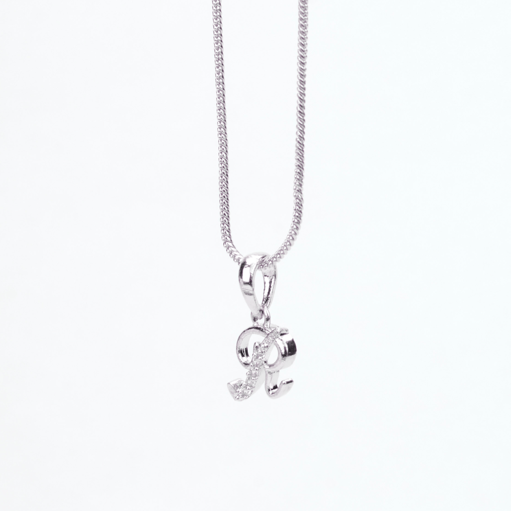 Opal Touch - Alphabet R Rhodium Locket with Chain (18") - Locket Set