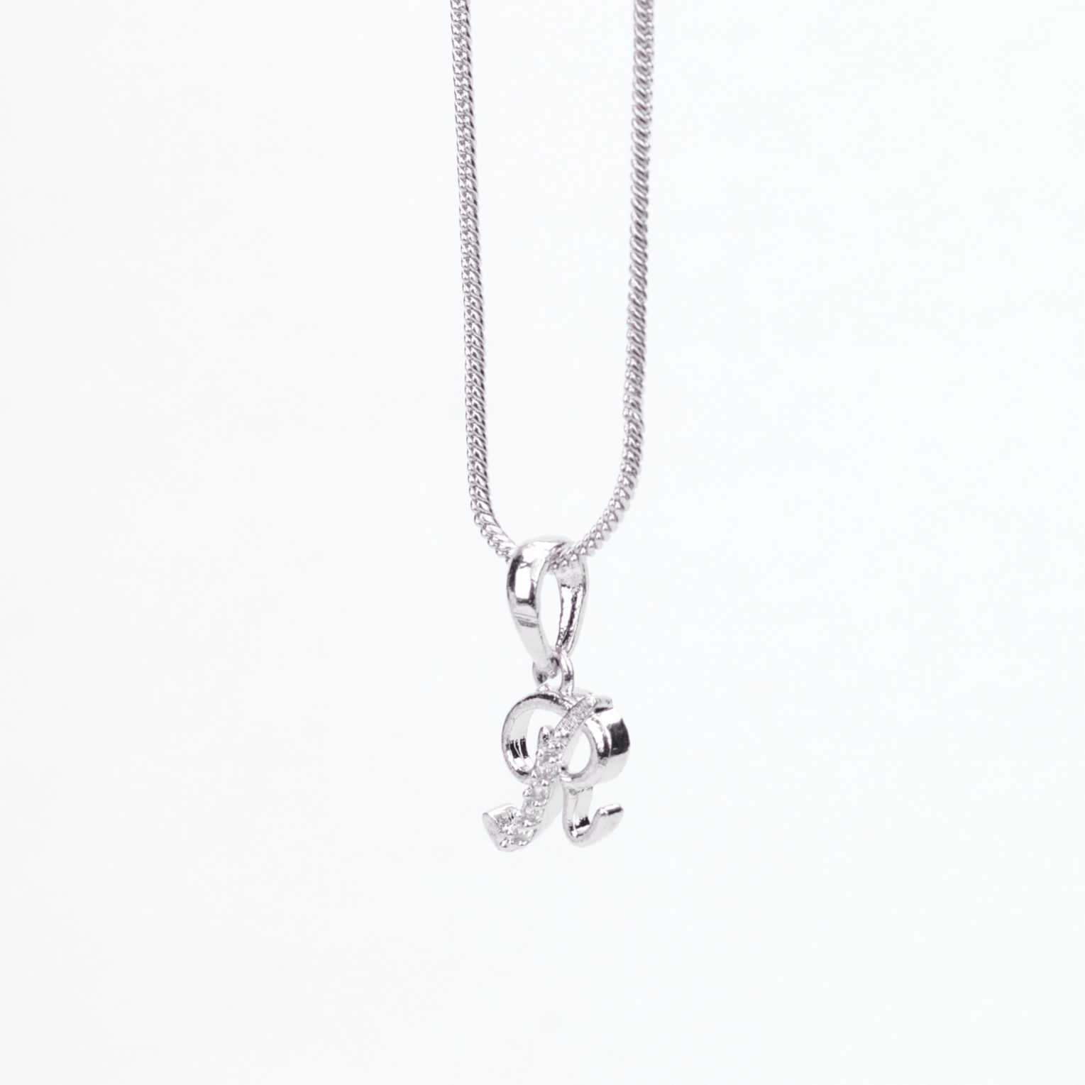 Opal Touch - Alphabet R Rhodium Locket with Chain (18") - Locket Set