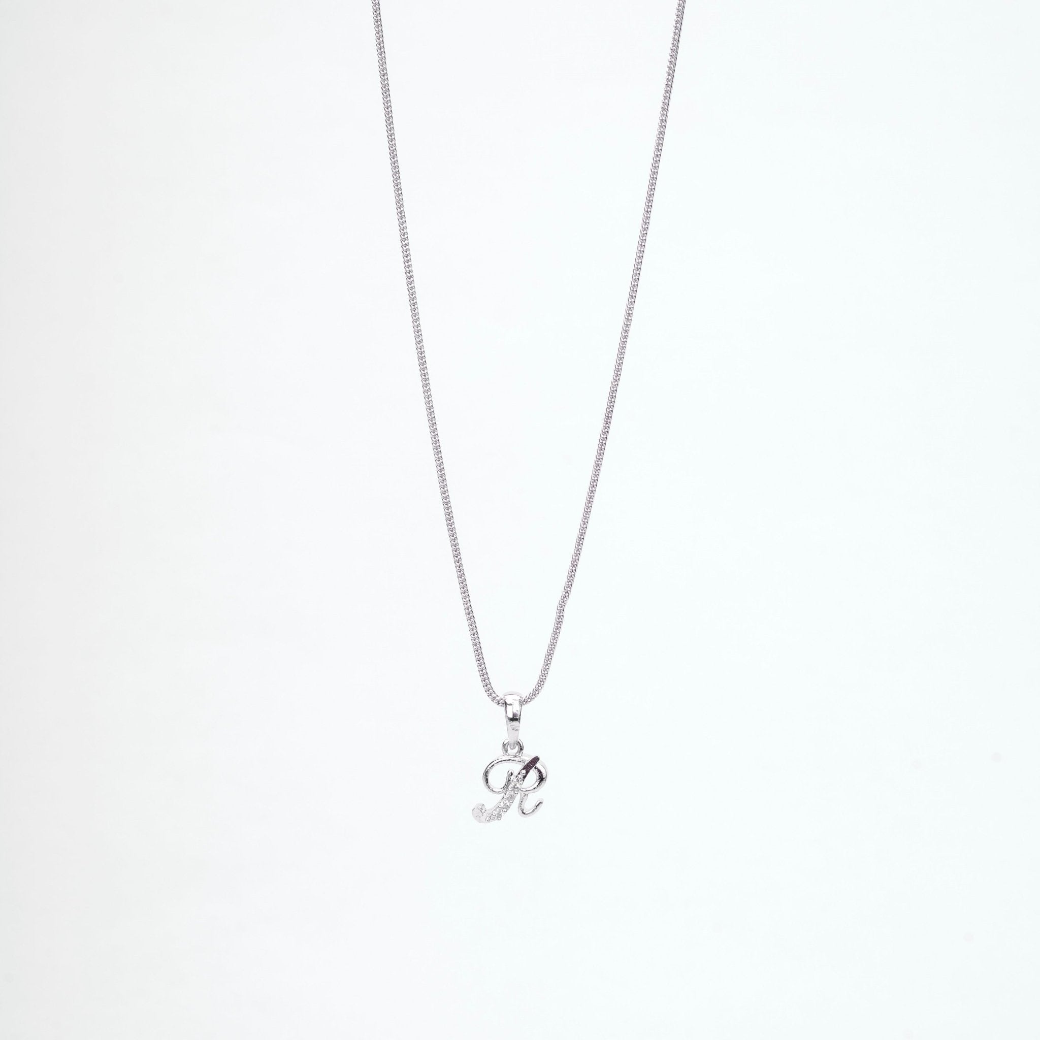 Opal Touch - Alphabet R Rhodium Locket with Chain (18") - Locket Set