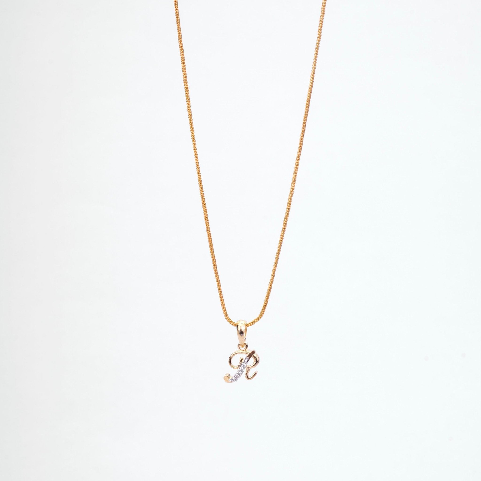 Opal Touch - Alphabet R Two Tone Locket with Chain (18") - Locket Set