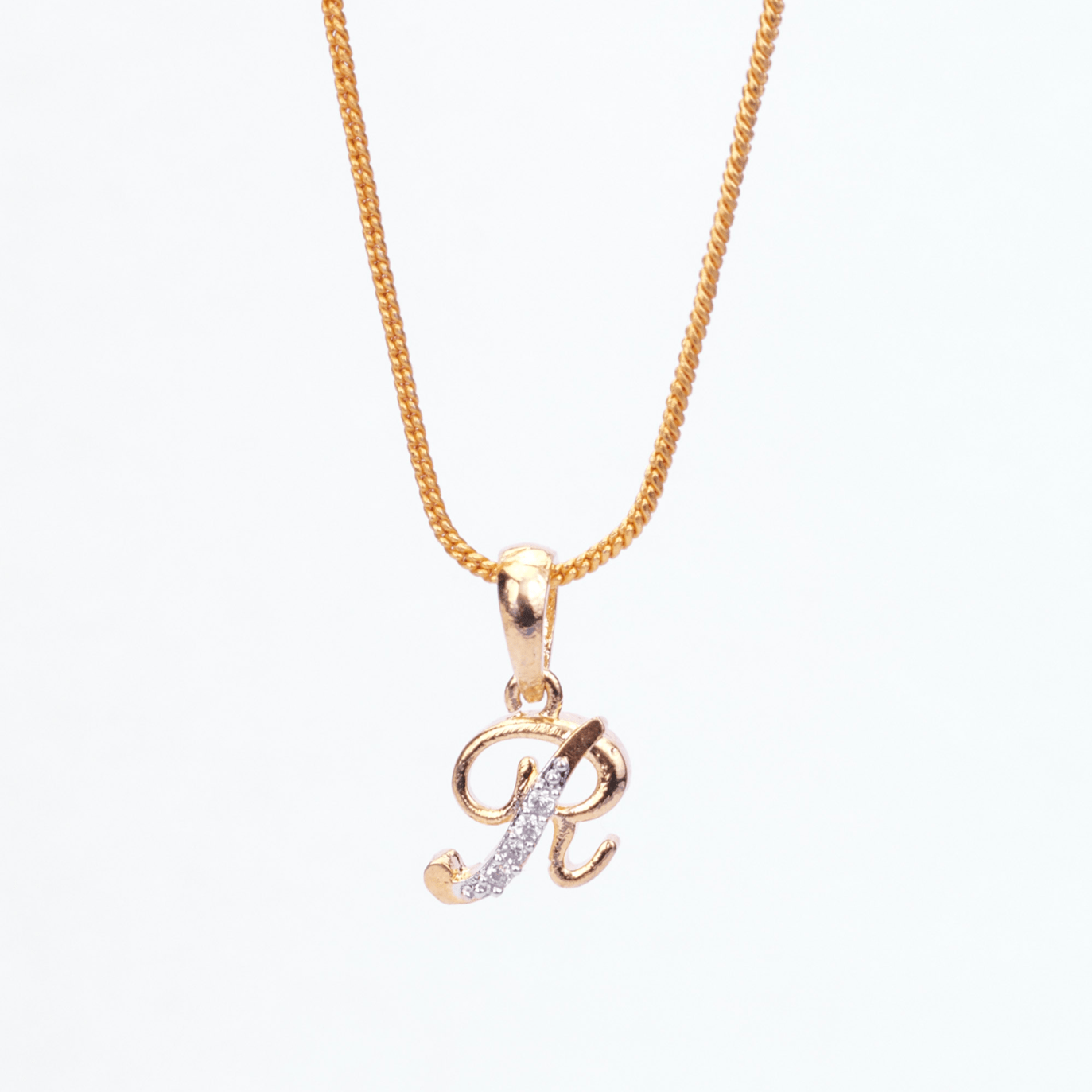 Opal Touch - Alphabet R Two Tone Locket with Chain (18") - Locket Set