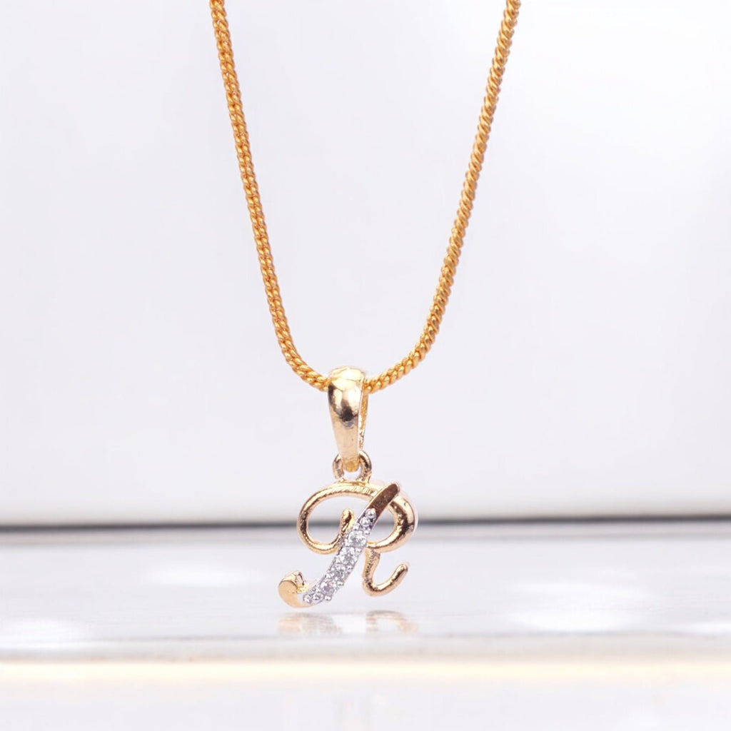 Opal Touch - Alphabet R Two Tone Locket with Chain (18") - Locket Set
