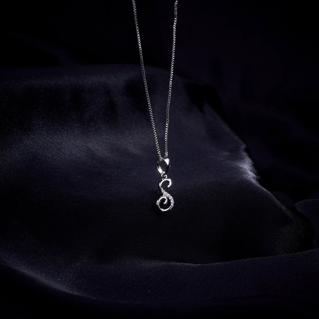 Opal Touch - Alphabet S Rhodium Locket with Chain (18") - Locket Set