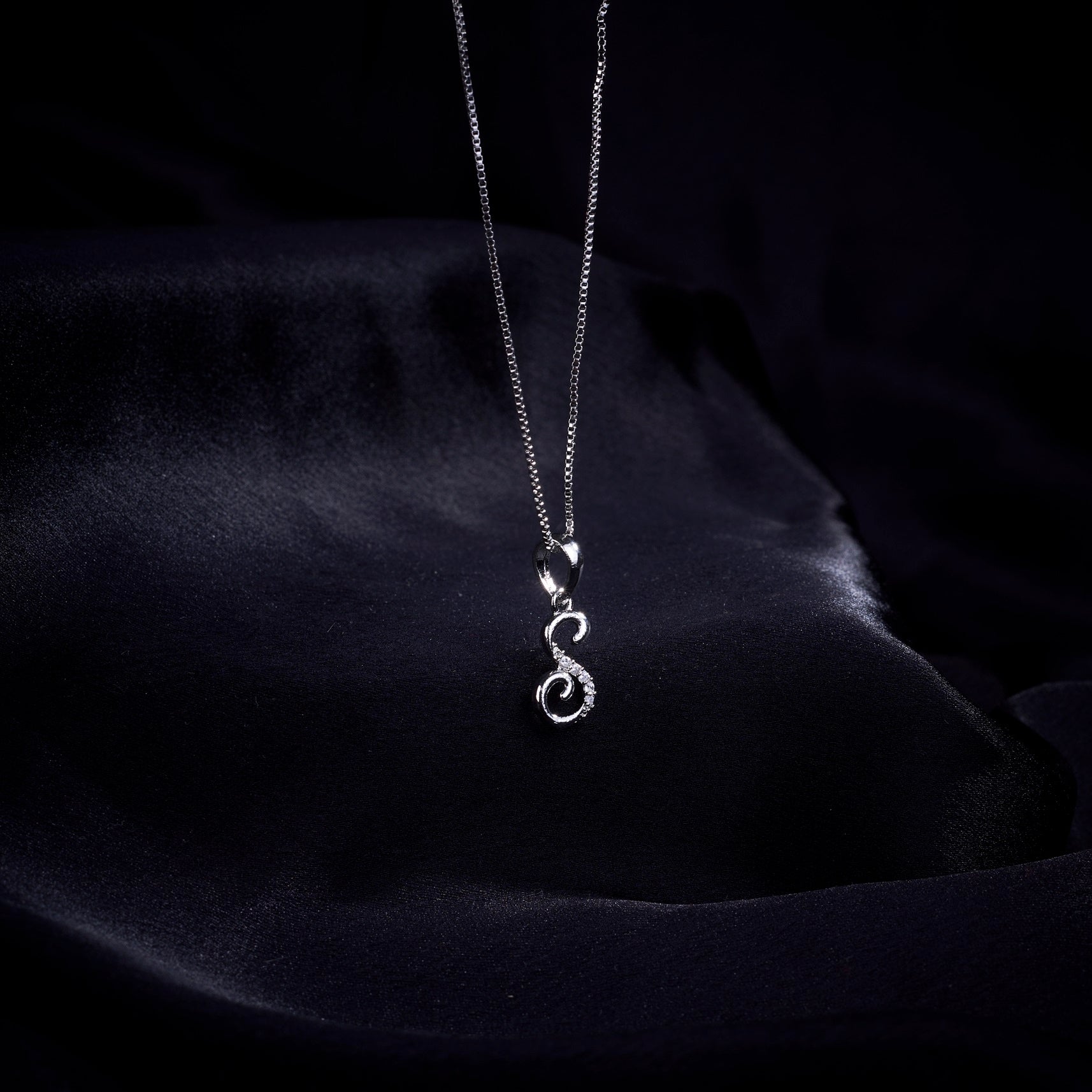 Opal Touch - Alphabet S Rhodium Locket with Chain (18") - Locket Set