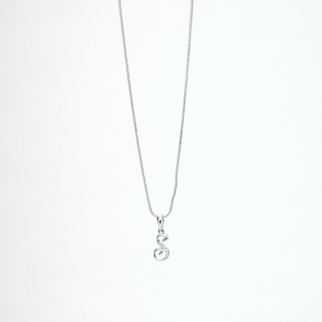 Opal Touch - Alphabet S Rhodium Locket with Chain (18") - Locket Set