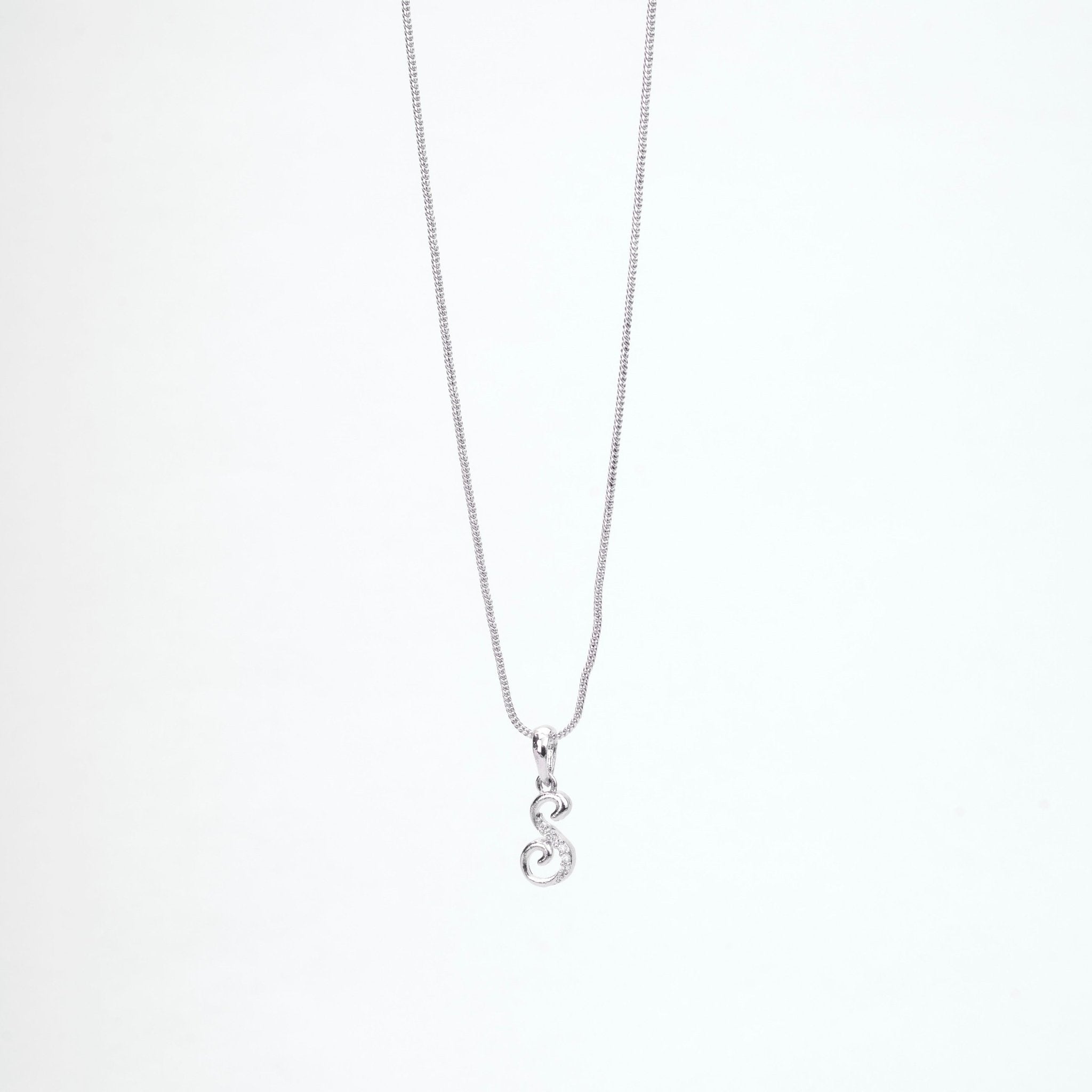 Opal Touch - Alphabet S Rhodium Locket with Chain (18") - Locket Set