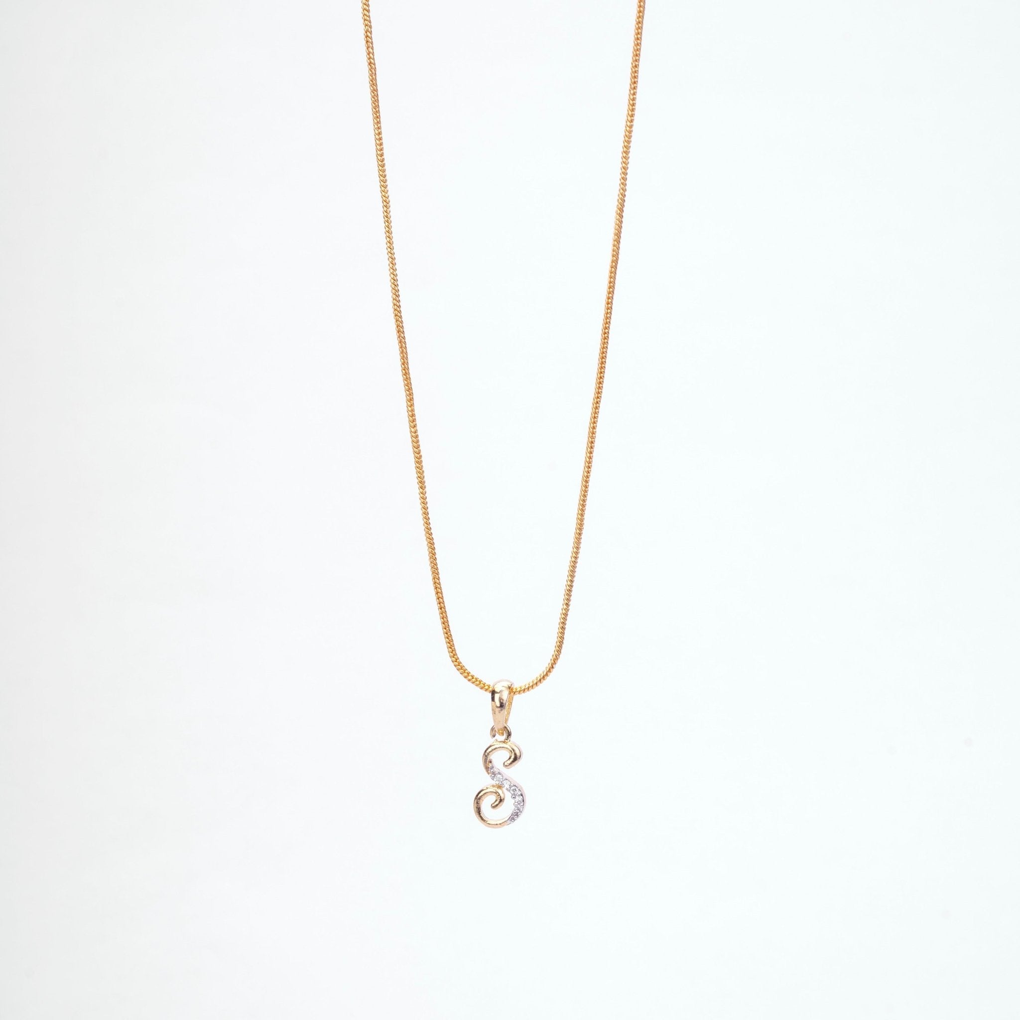 Opal Touch - Alphabet S Two Tone Locket with Chain (18") - Locket Set