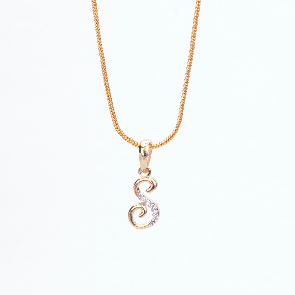 Opal Touch - Alphabet S Two Tone Locket with Chain (18") - Locket Set