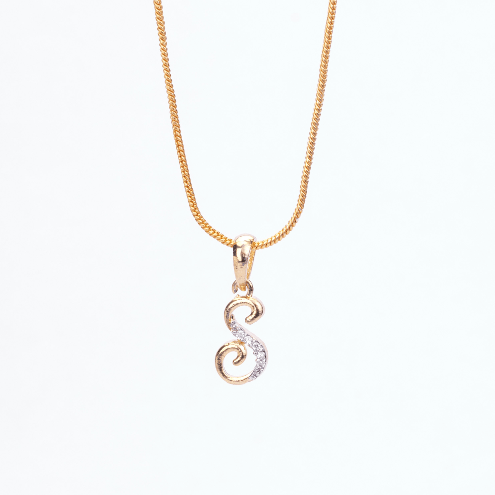 Opal Touch - Alphabet S Two Tone Locket with Chain (18") - Locket Set