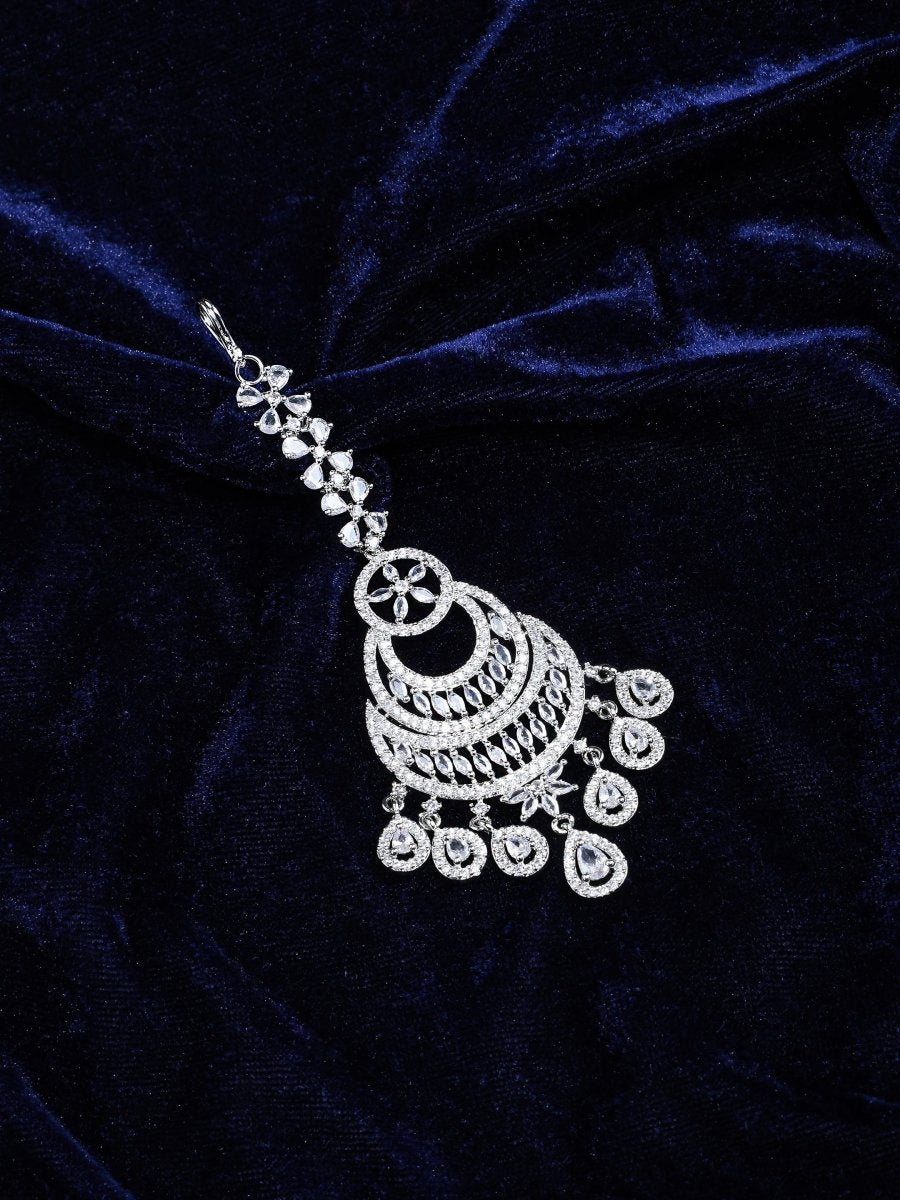 American Diamond Bridal Crescent Maang Tikka