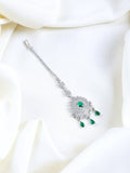 American Diamond CZ Studded Rhodium Plated Maang Tikka