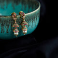 Gold Plated Peacock Double Jhumka Earrings with Pearl Drop