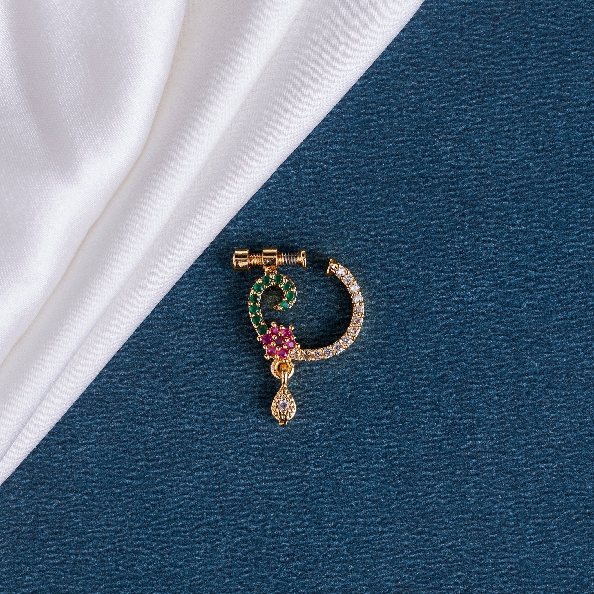 American Diamond Gold Plated Spiral Nose Screw