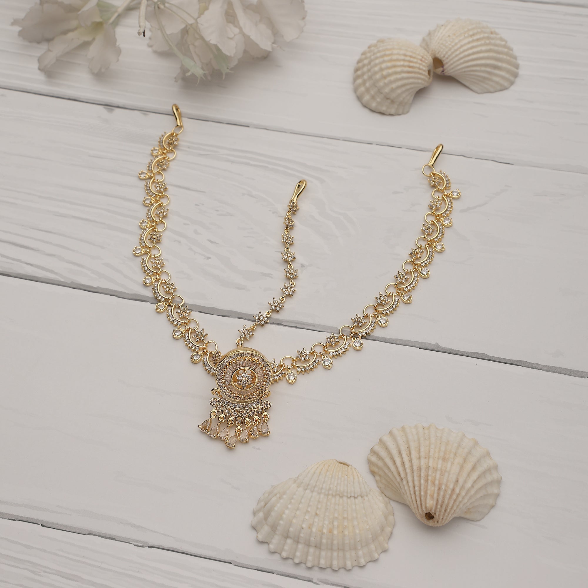 American Diamond Golden Borla (Matha Patti)