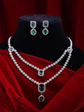 American Diamond Layered Necklace Set with Earrings