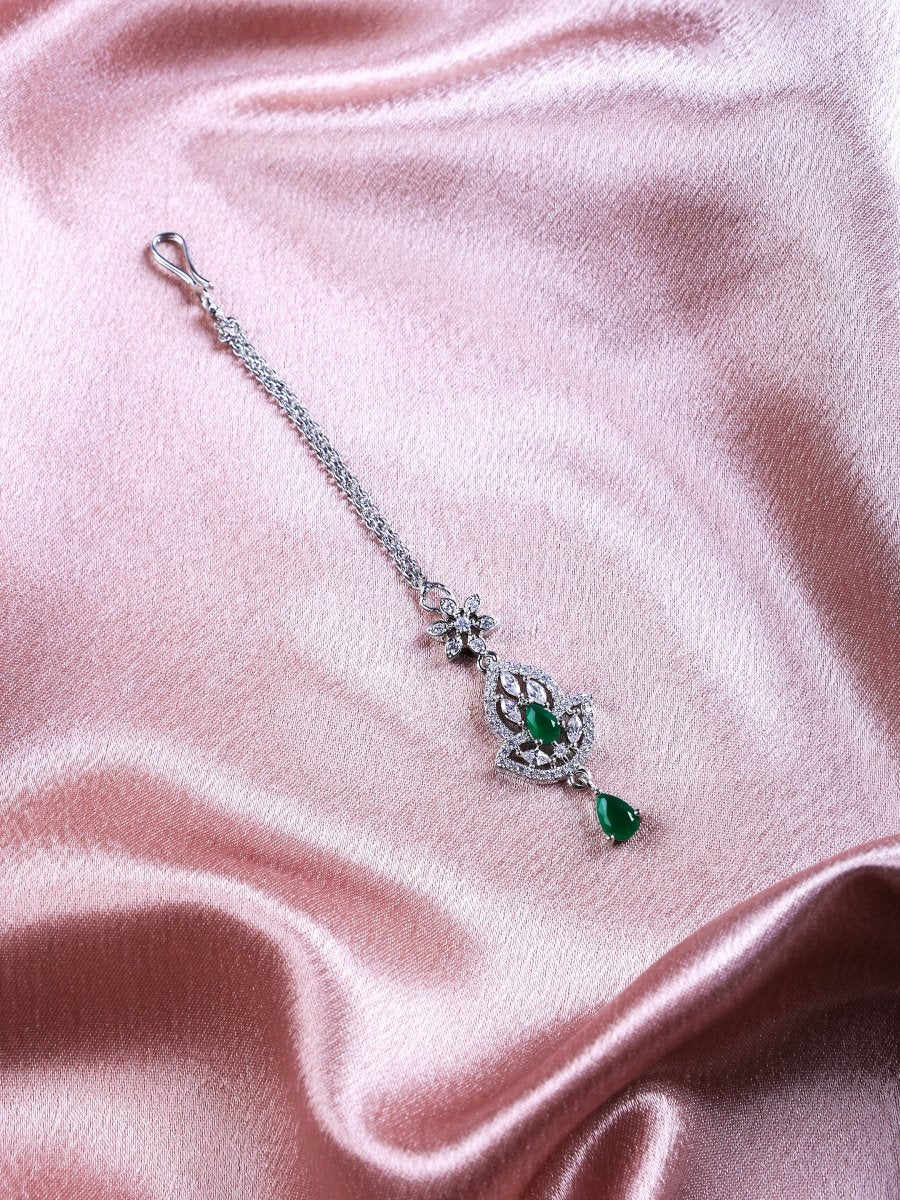 American Diamond Studded Maang Tika