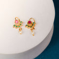 Antique Style Leaf Bugadi Earrings with Pearl Drop