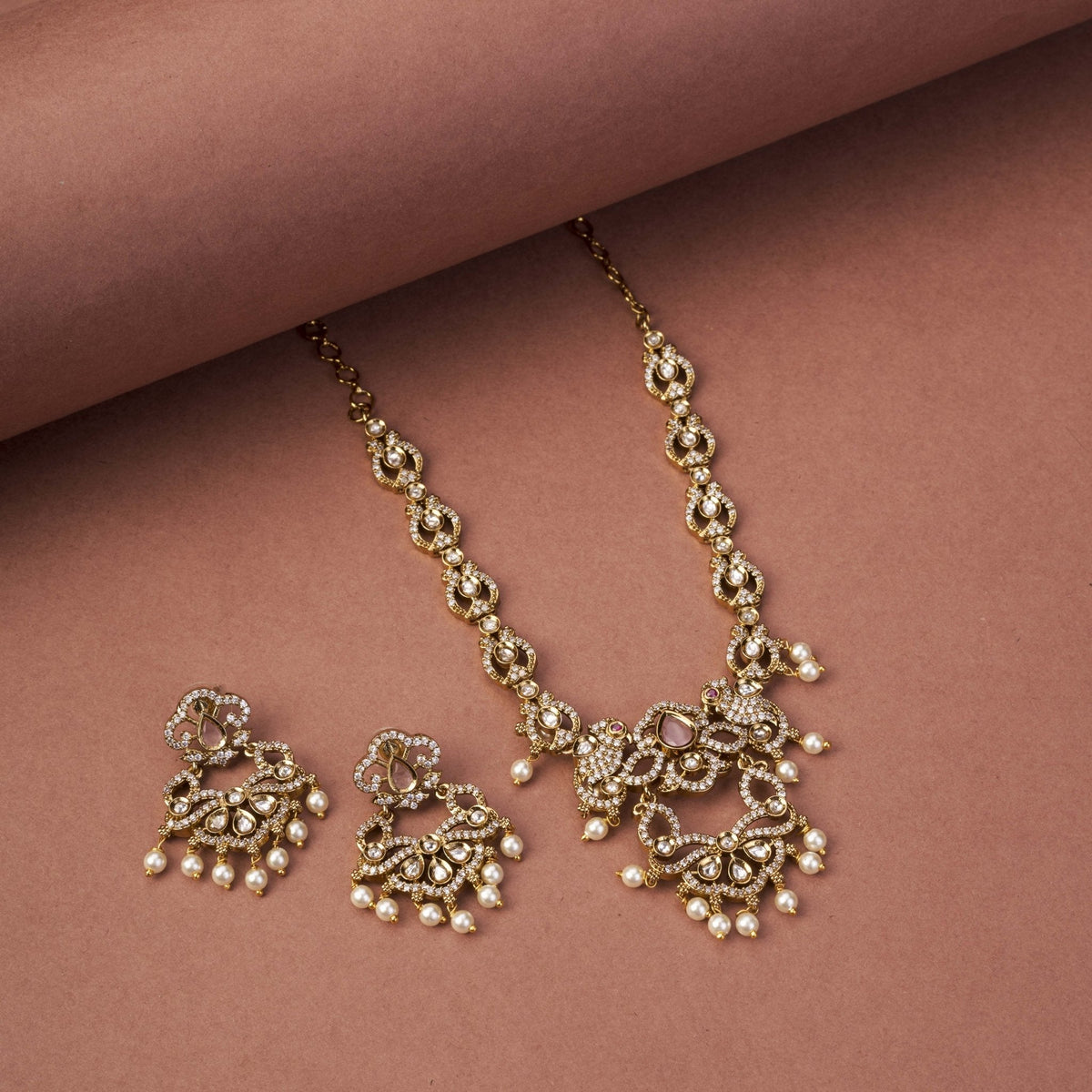 Bird Enchanted Mehendi Plated Necklace Set