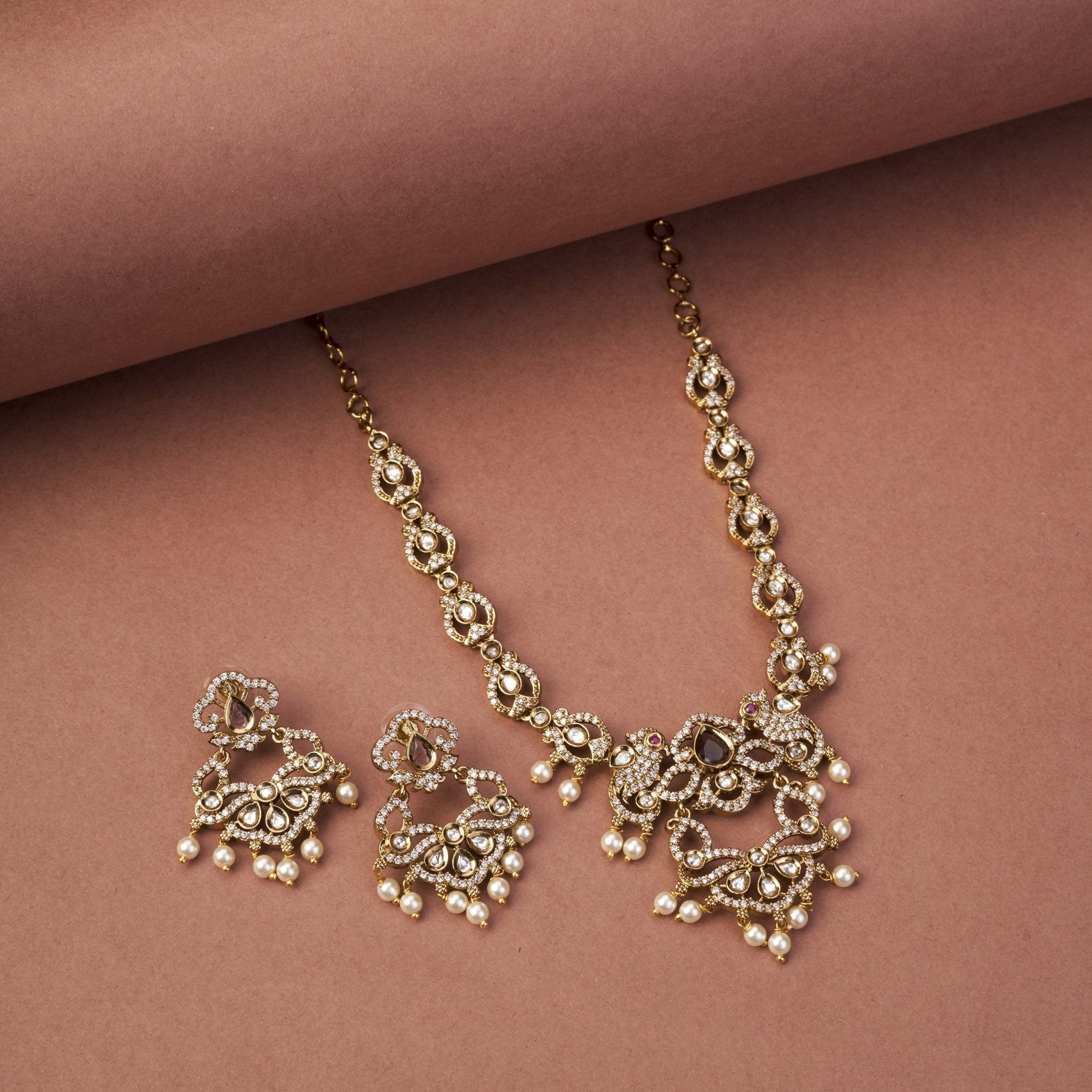 Bird Enchanted Mehendi Plated Necklace Set