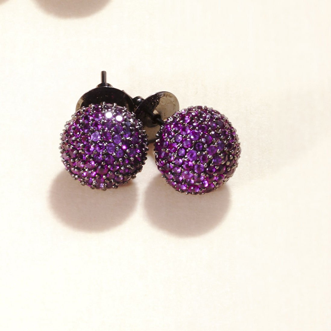 Black Round Diamond Stud Earrings