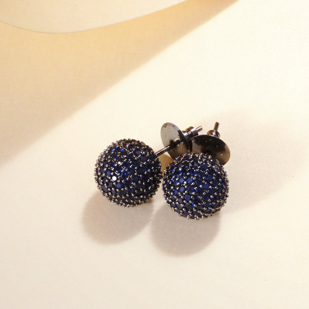 Black Round Diamond Stud Earrings