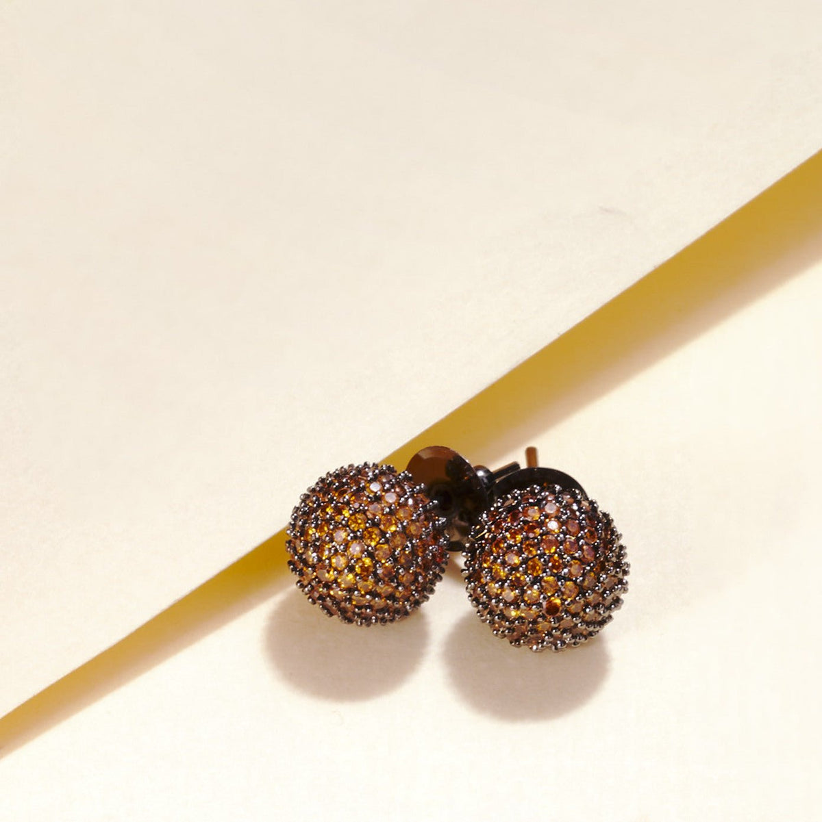 Black Round Diamond Stud Earrings
