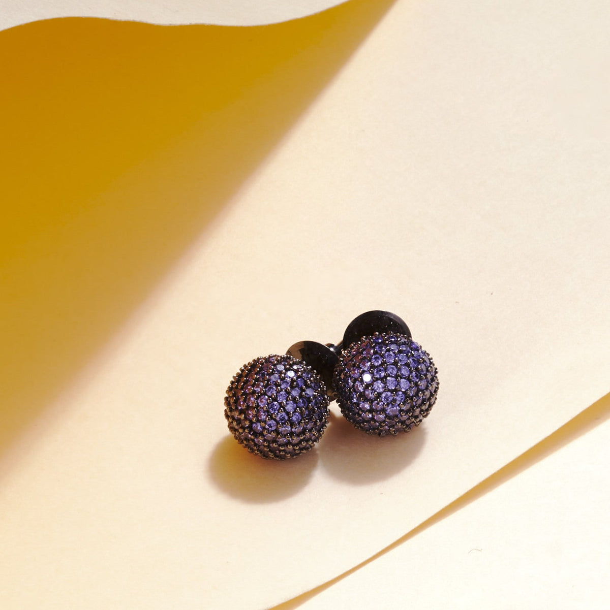 Black Round Diamond Stud Earrings