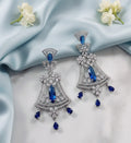 Blue-White Rhodium Earrings