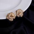Blush Quartz Floral Studs in Gold Plated