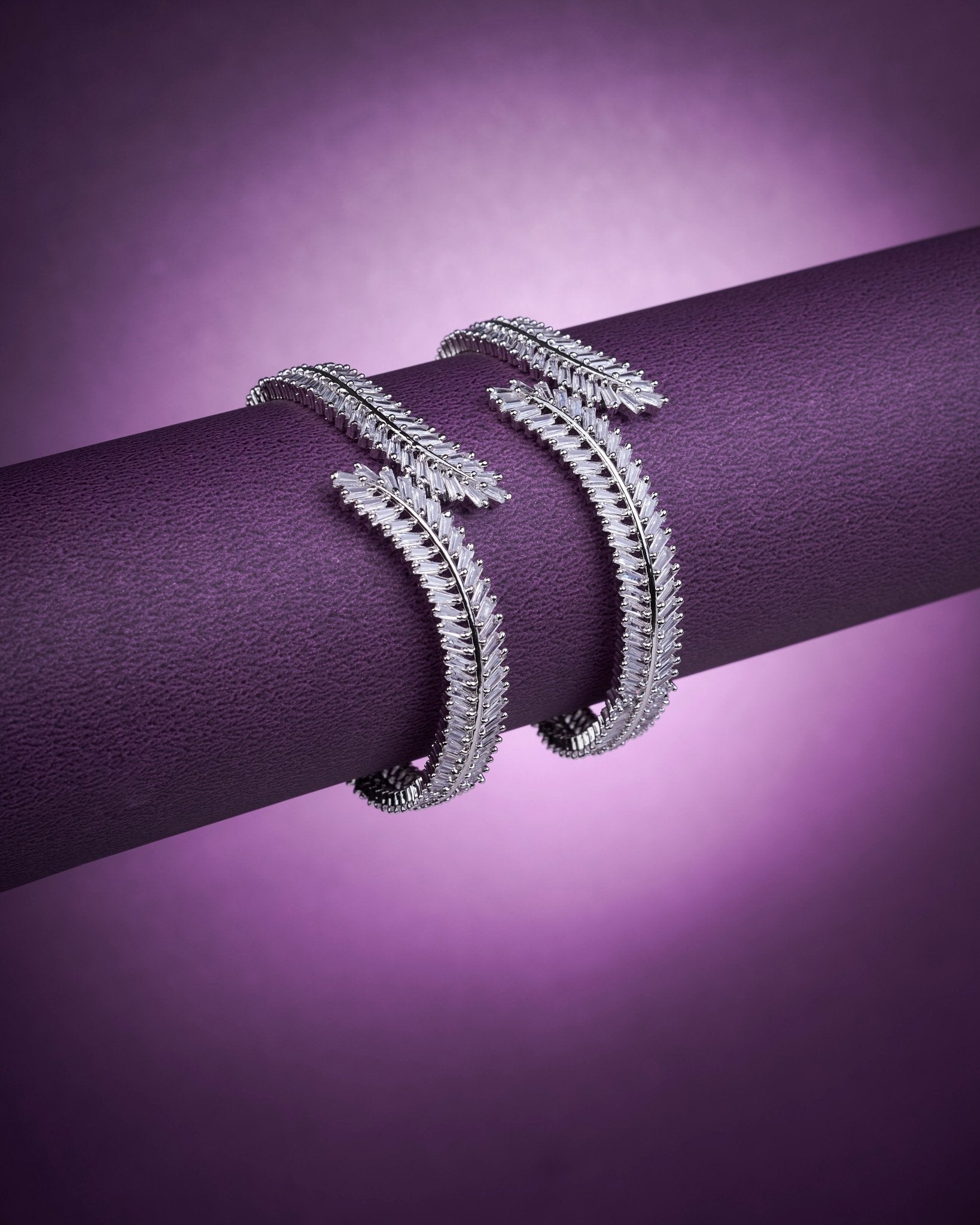 Cascading Twilight Whispers Rhodium Bangles (Pack of 2)