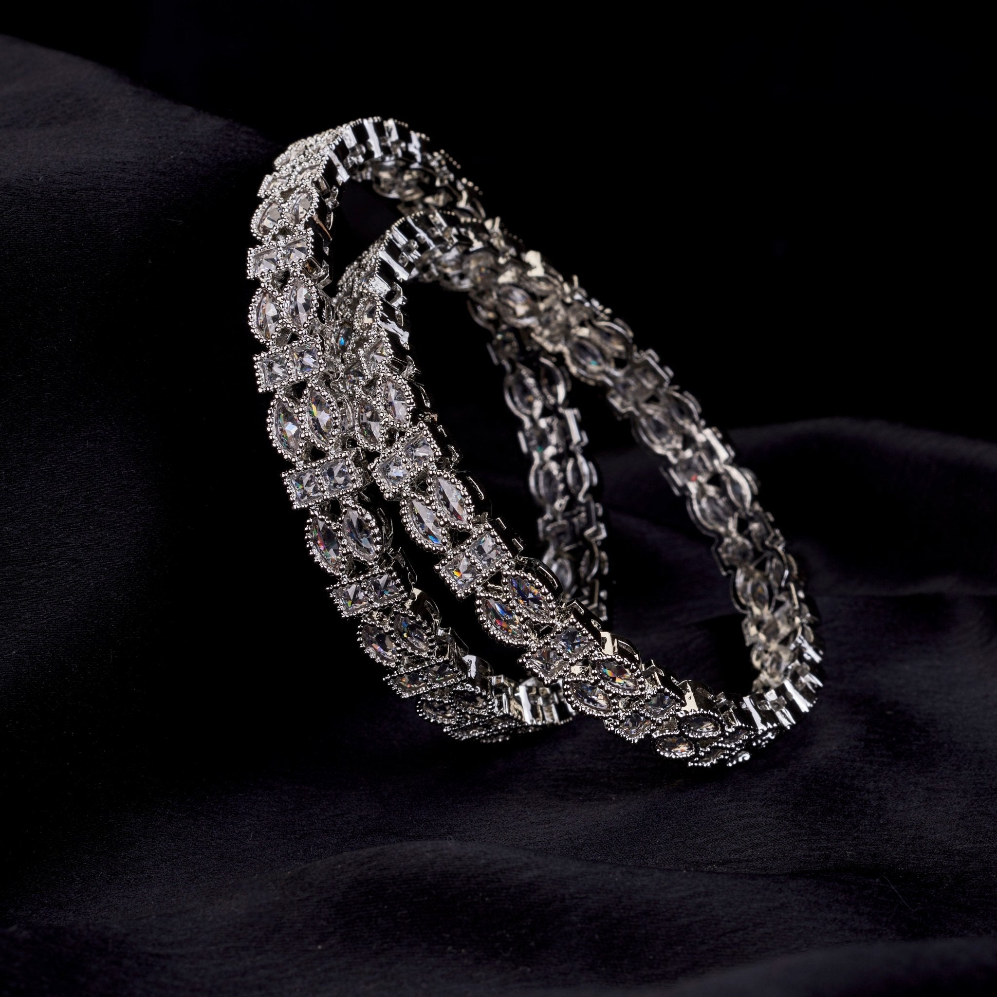 Celestia Gleam Rhodium Plated Bangles