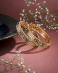 Crimson Flower Gold Bangles (Pack of 2)