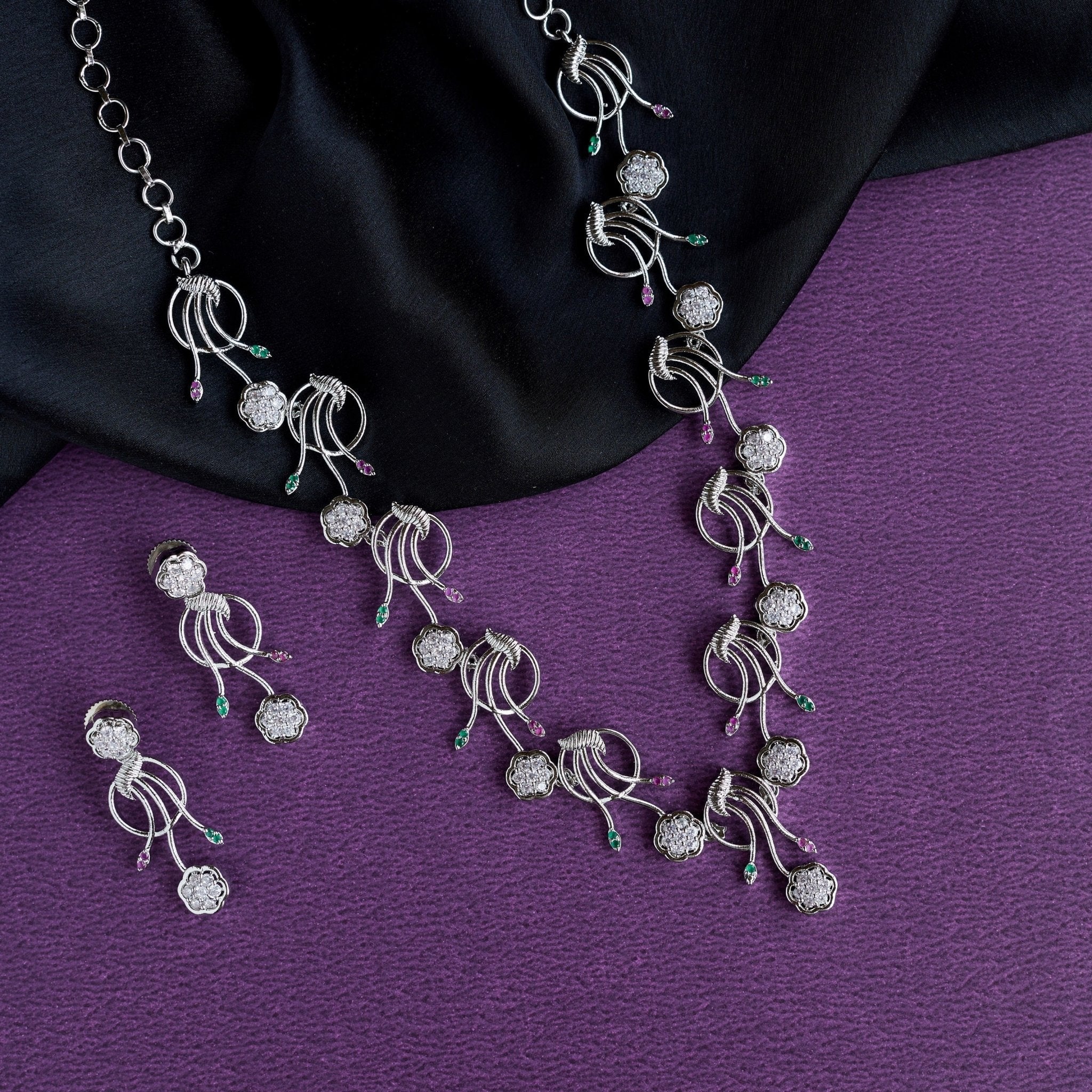 Crimson Verdant Cascade Necklace