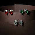 Crystal Heart Rhodium Plated Stud Earrings Set