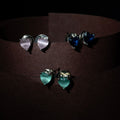 Crystal Heart Rhodium Plated Stud Earrings Set