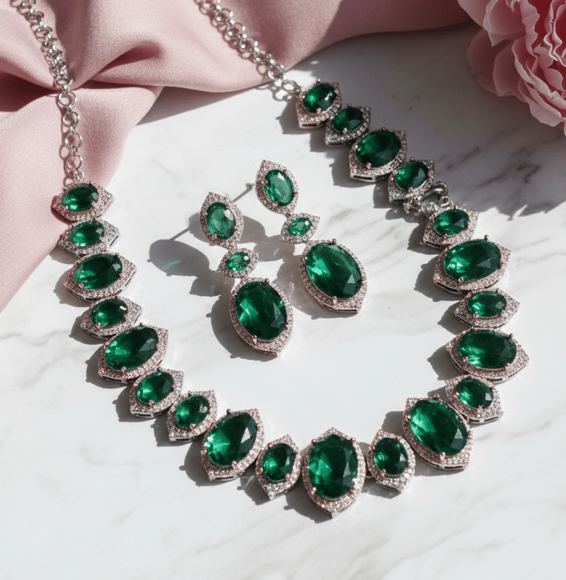 Cyan Serenity Necklace in Black Plated