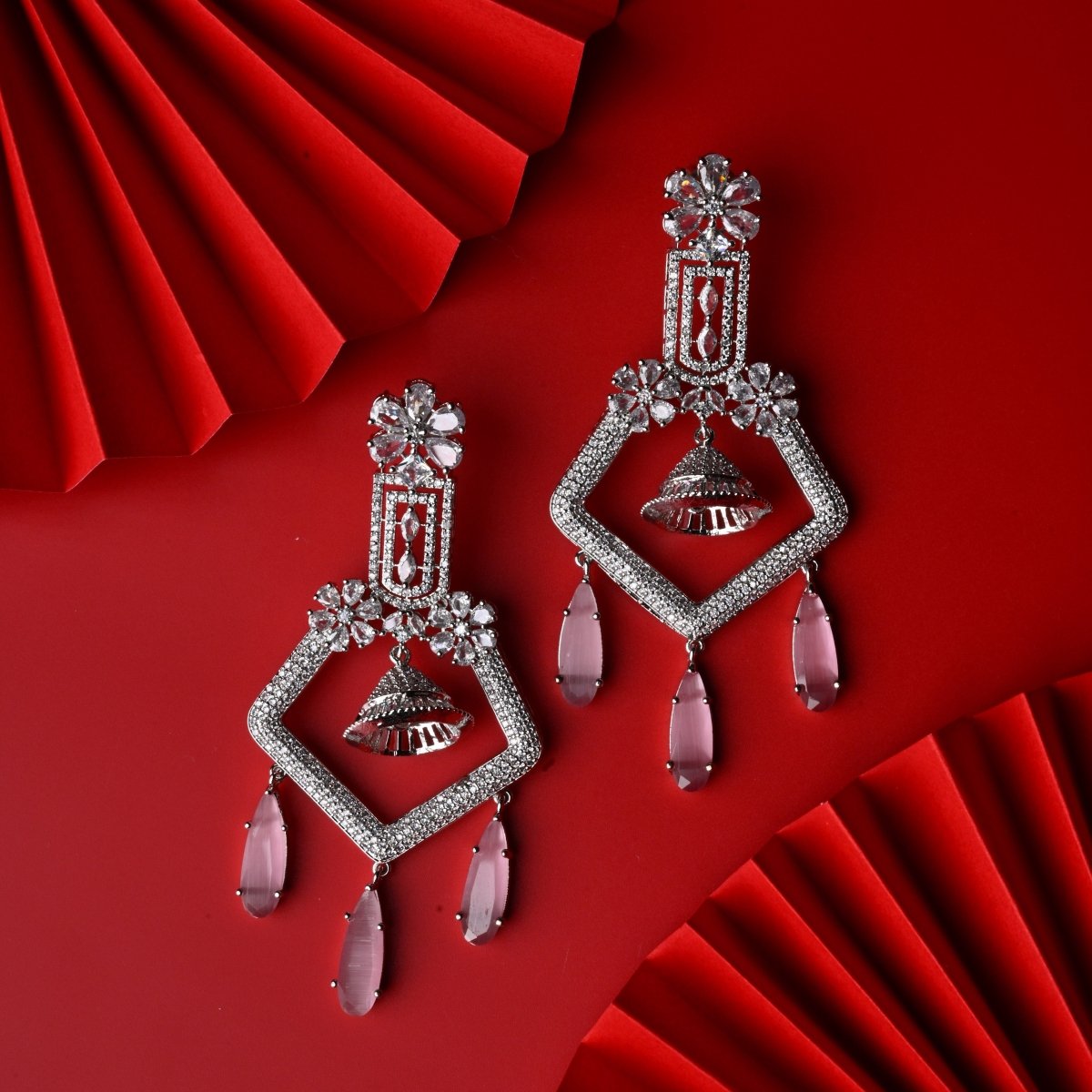 CZ American Diamond Dangler Earrings