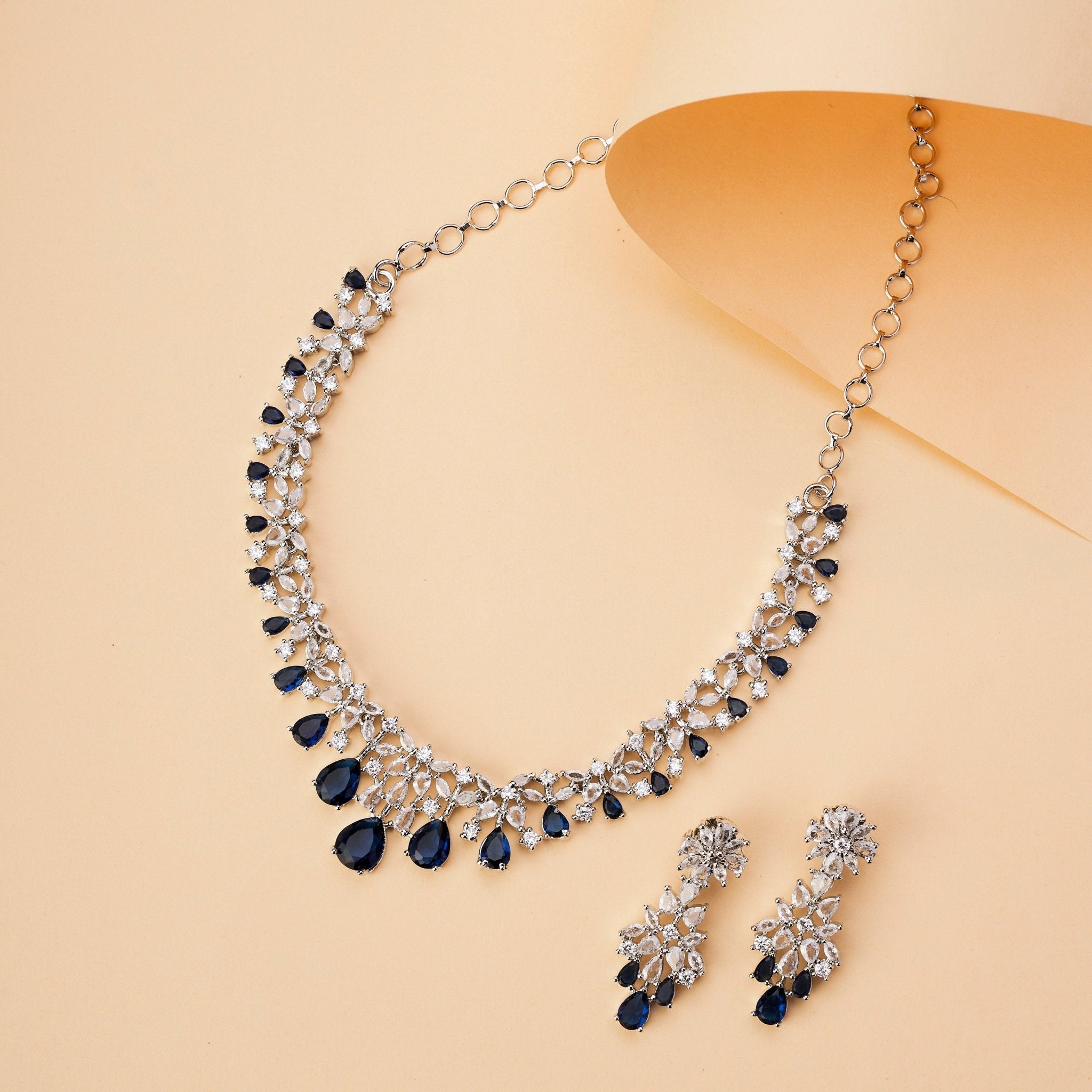 Cz Elegance Rhodium Necklace