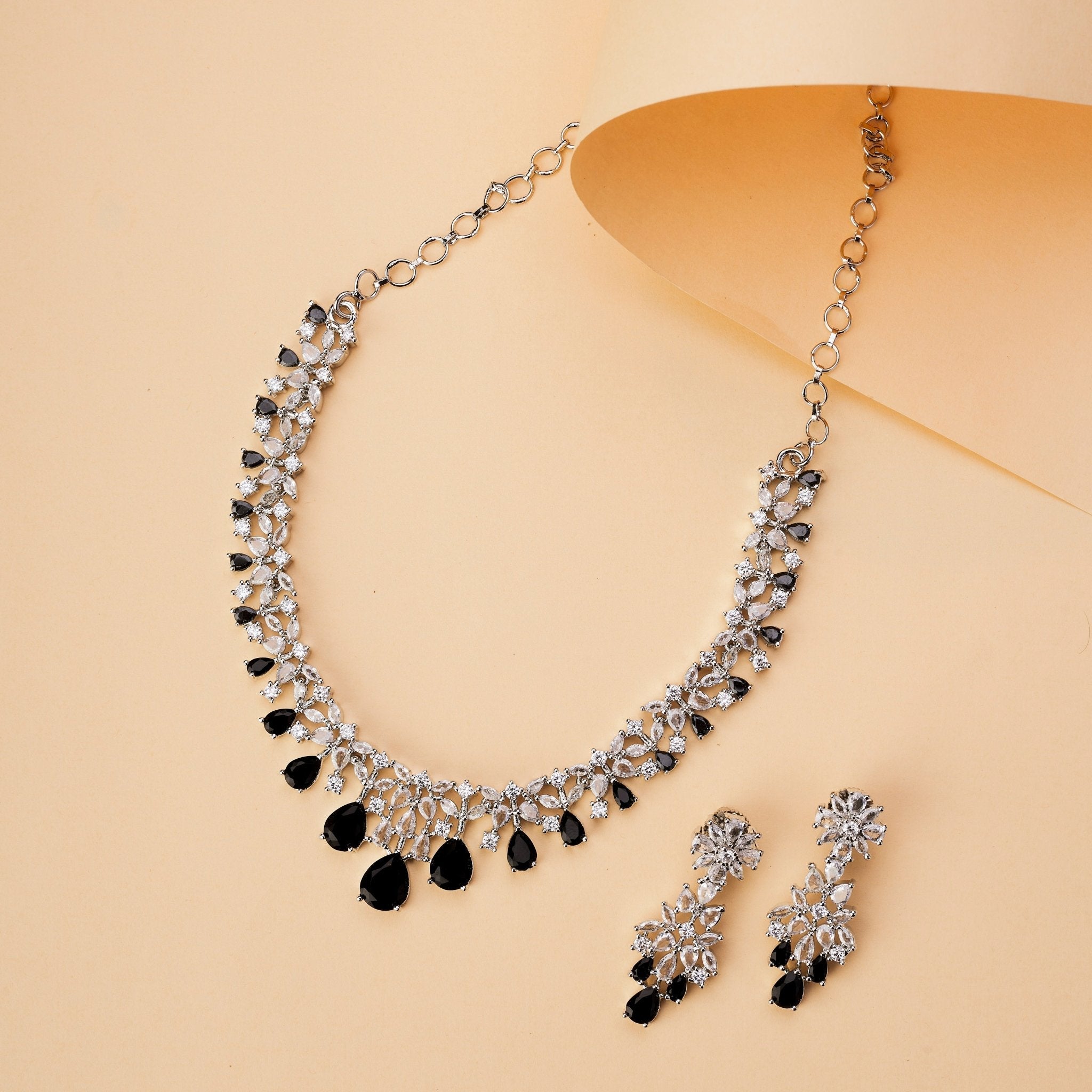 Cz Elegance Rhodium Necklace
